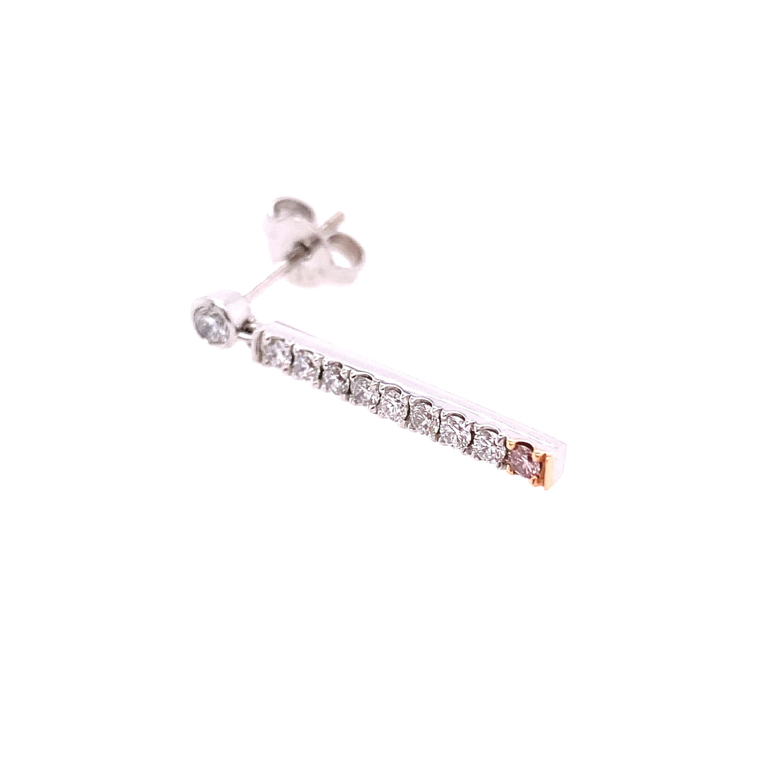 Desert Rose Pink and White Diamond Drop Earrings - Image 2