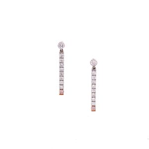 Desert Rose Pink and White Diamond Drop Earrings