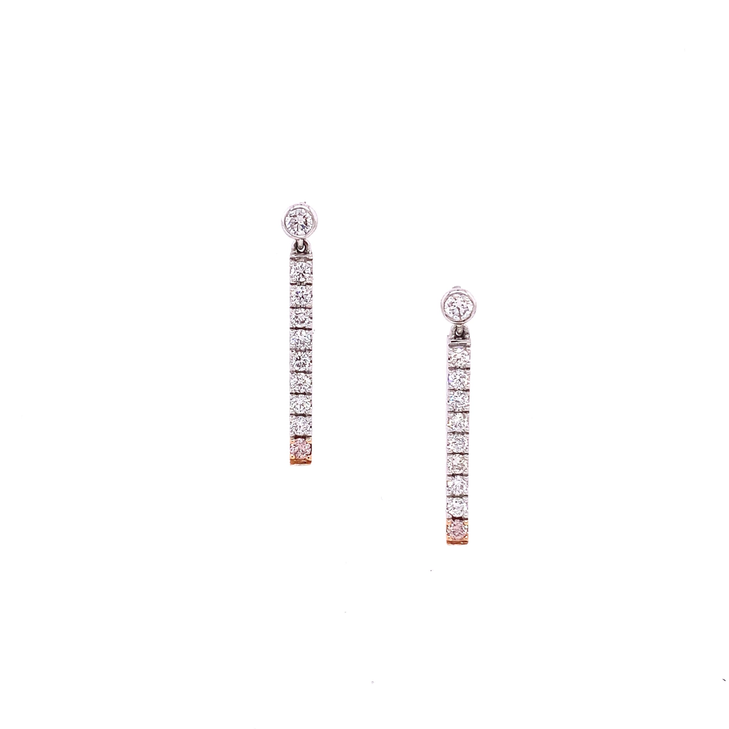 Desert Rose Pink and White Diamond Drop Earrings