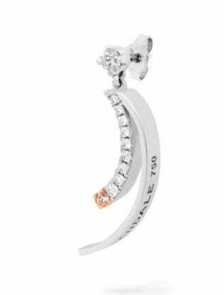 Desert Rose White and Pink Diamond Curved Drop Earrings - Image 2