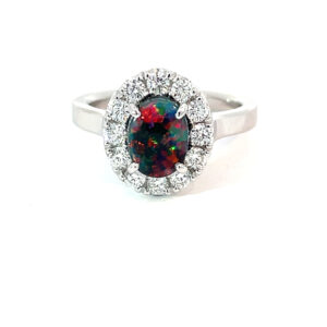 Black Opal and Diamond Ring