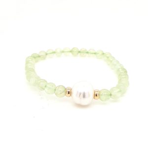 Yellow Gold, Australian South Sea Pearl and Prehnite Bracelet