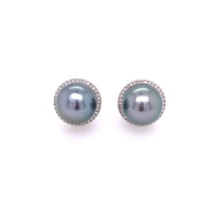 Tahitian South Sea Pearl and Diamond Earrings