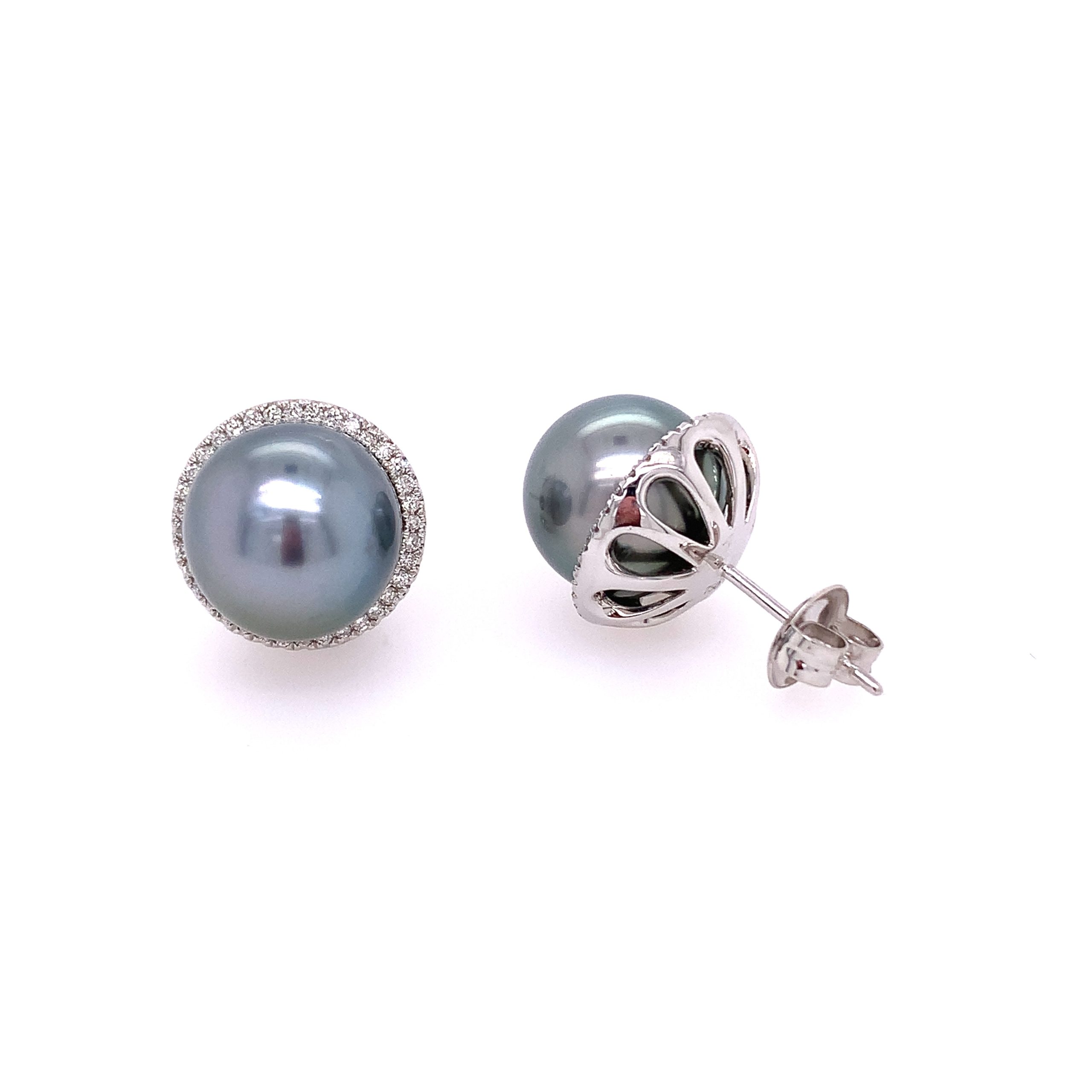 Tahitian South Sea Pearl and Diamond Earrings - Image 2