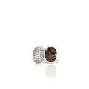 Black Opal And Diamond Ring