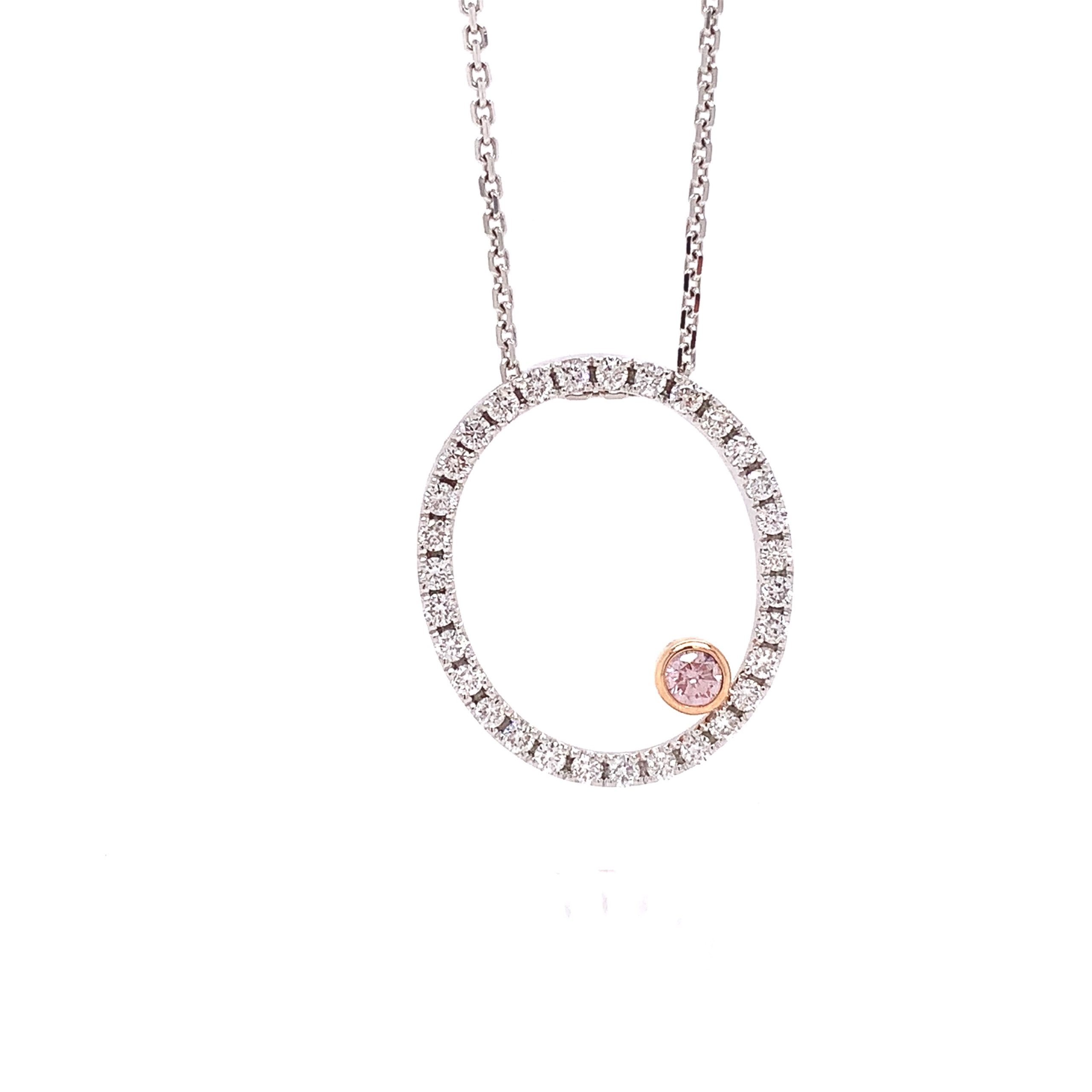 Desert Rose Pink and White Diamond Oval Pendant