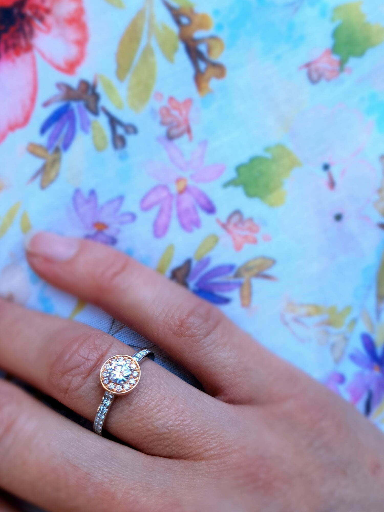 Desert Rose Pink and White Diamond Ring - Image 2