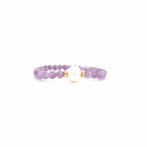 Yellow Gold, Australian South Sea Pearl and Lavender Amethyst Bracelet