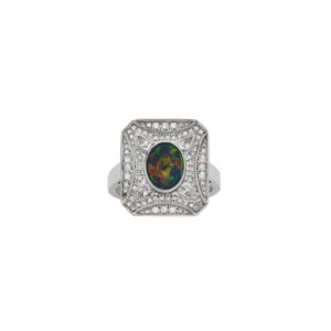 Black Opal Ring - Art Deco