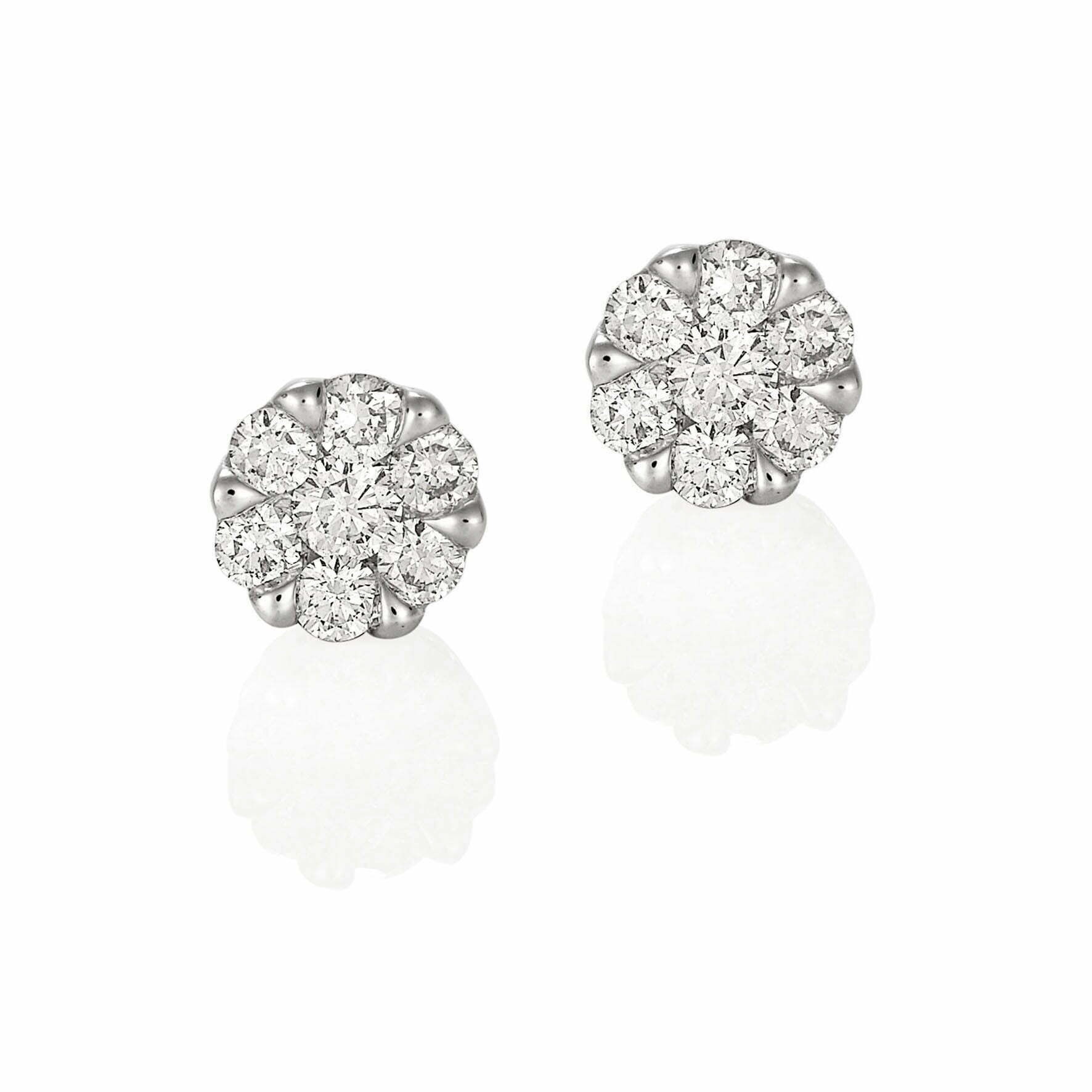 Diamond Cluster Stud Earrings (Large)