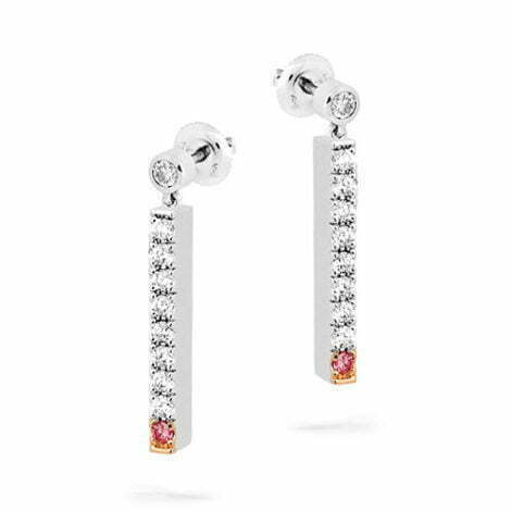 Desert Rose Pink and White Diamond Drop Earrings - Image 3