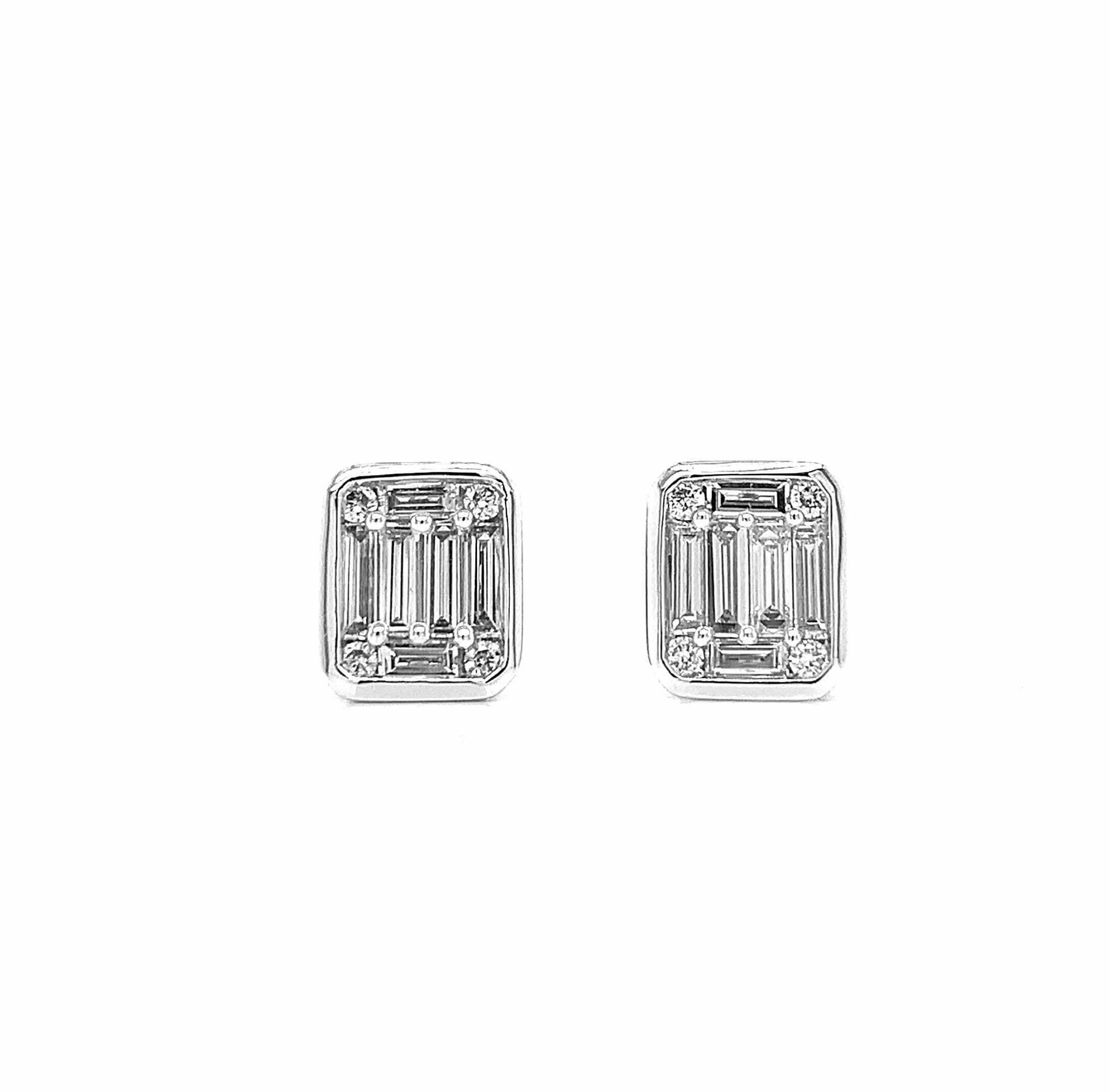 Baguette Cluster Diamond Stud Earrings