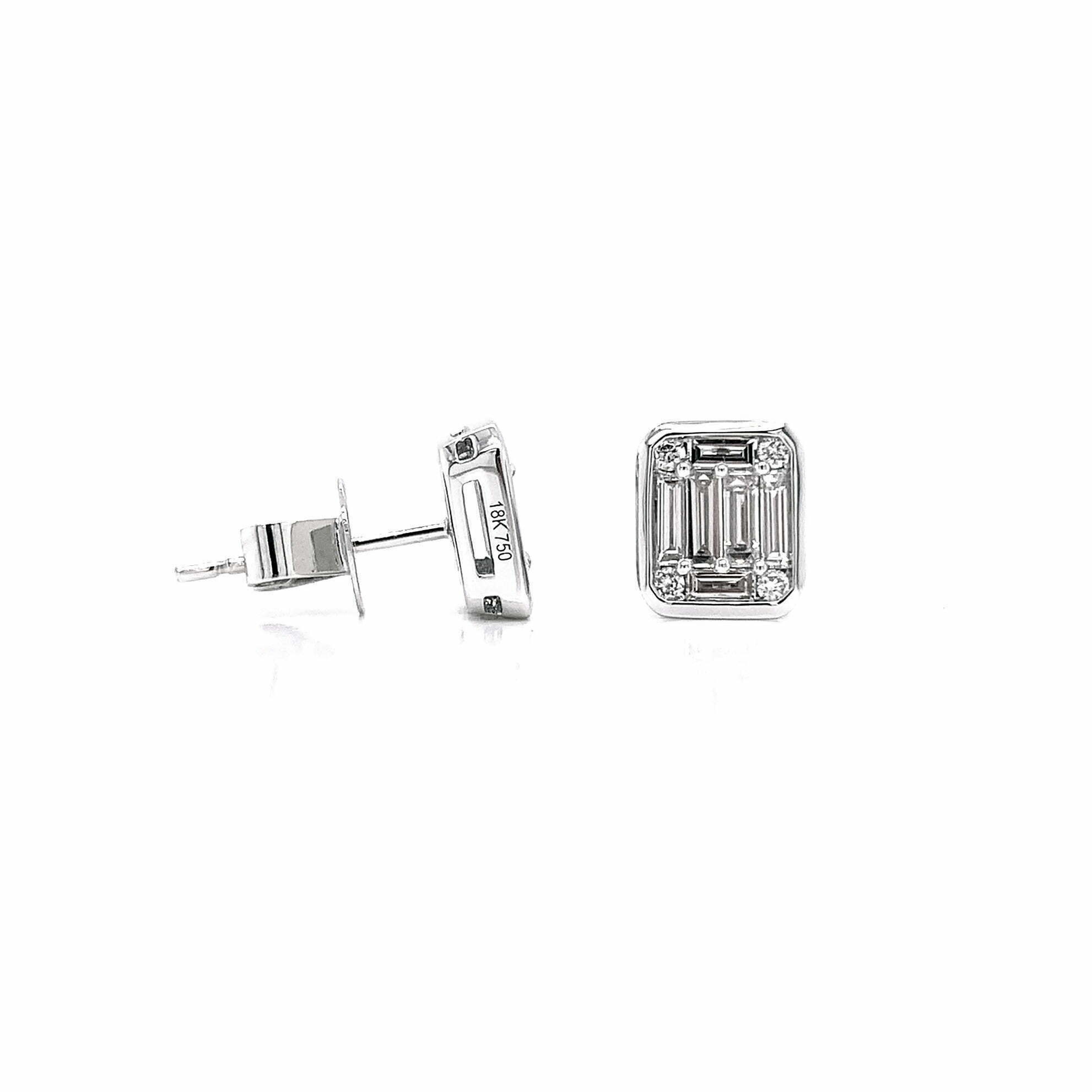 Baguette Cluster Diamond Stud Earrings - Image 2