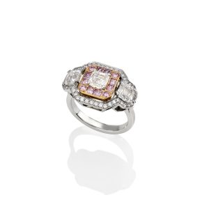 Pink and White Diamond Ring