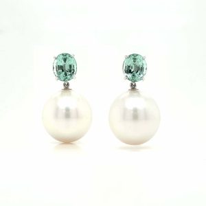South Sea Pearl and Tourmaline Earrings
