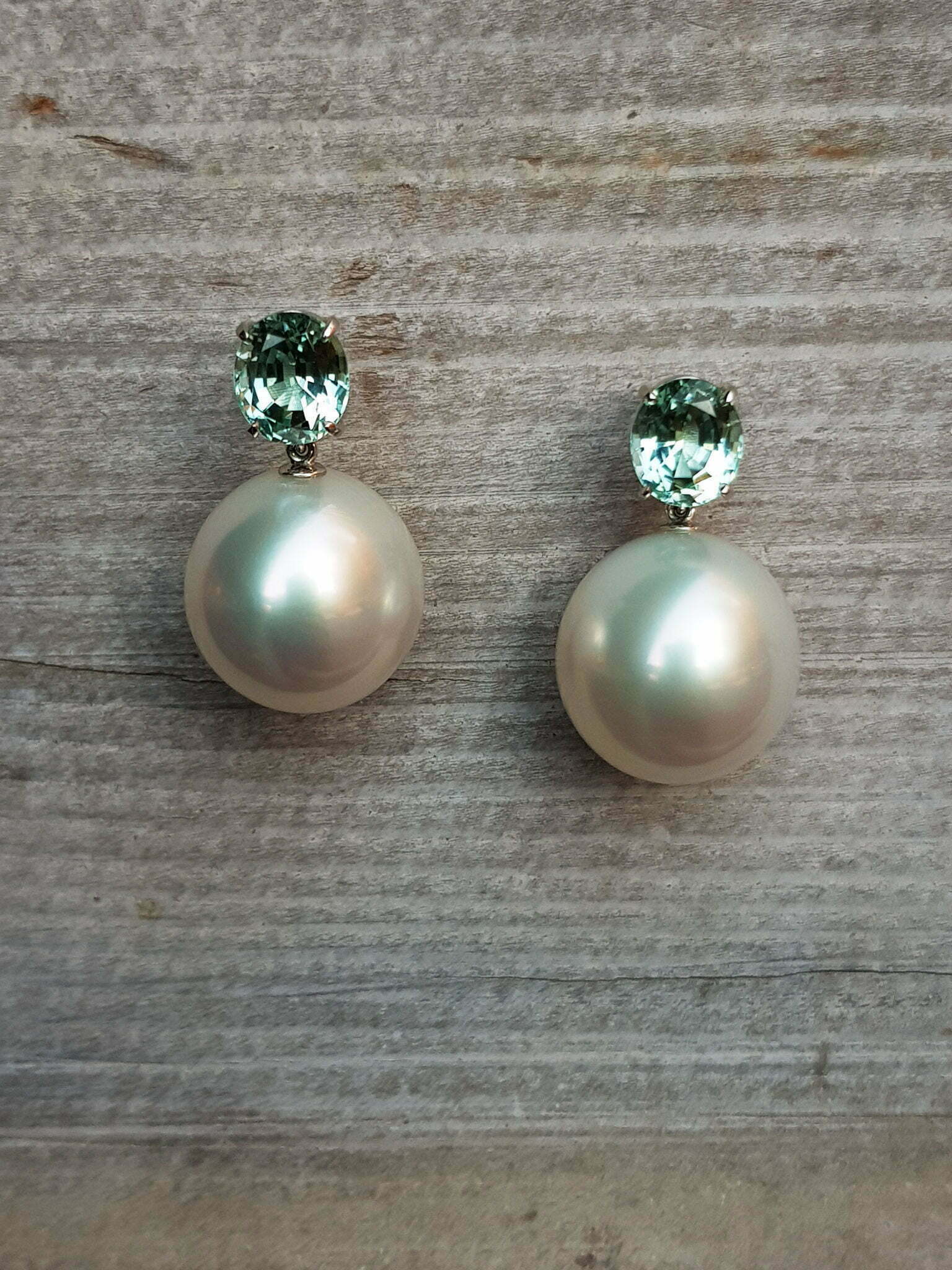 South Sea Pearl and Tourmaline Earrings - Image 4